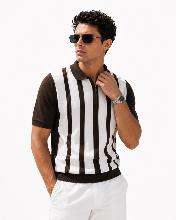 ARZO Verona Textured Zip Polo