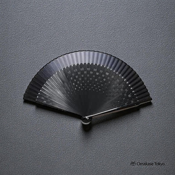 Asahio Silk Hand Fan – Checkered Pattern (Black)