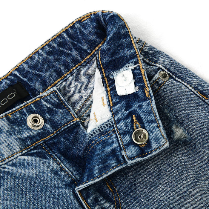 Baby Boys Jeans, Little Boy Elastic Band Inside Ripped Washed Soft Cotton Denim Pants