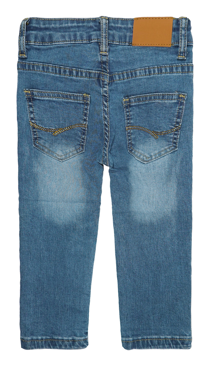 Baby Girls Boys Elastic Band Ripped Straight Fit Denim Jeans Pants