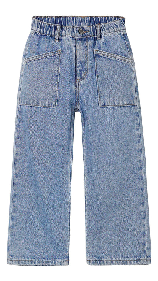 Baby Girls Boys Jeans, 12M-5T Kids Ribbed Waist with D-Rings Denim Pants