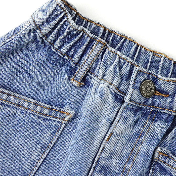 Baby Girls Boys Jeans, 12M-5T Kids Ribbed Waist with D-Rings Denim Pants
