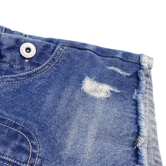Baby Girls Denim Shortalls, Little Boys Ripped Raw Edge Hem Jeans Summer Shortalls