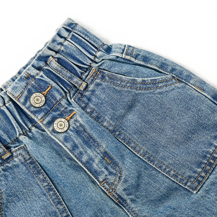 Baby Girls Jeans,Toddler Elastic Waist with D-ring Slant Pockets Wide-leg Denim Pants