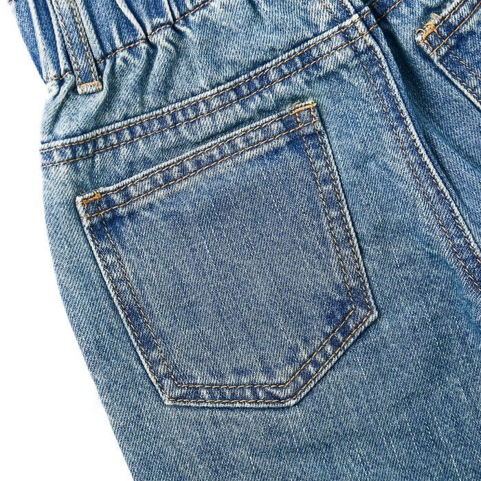 Baby Girls Jeans,Toddler Elastic Waist with D-ring Slant Pockets Wide-leg Denim Pants