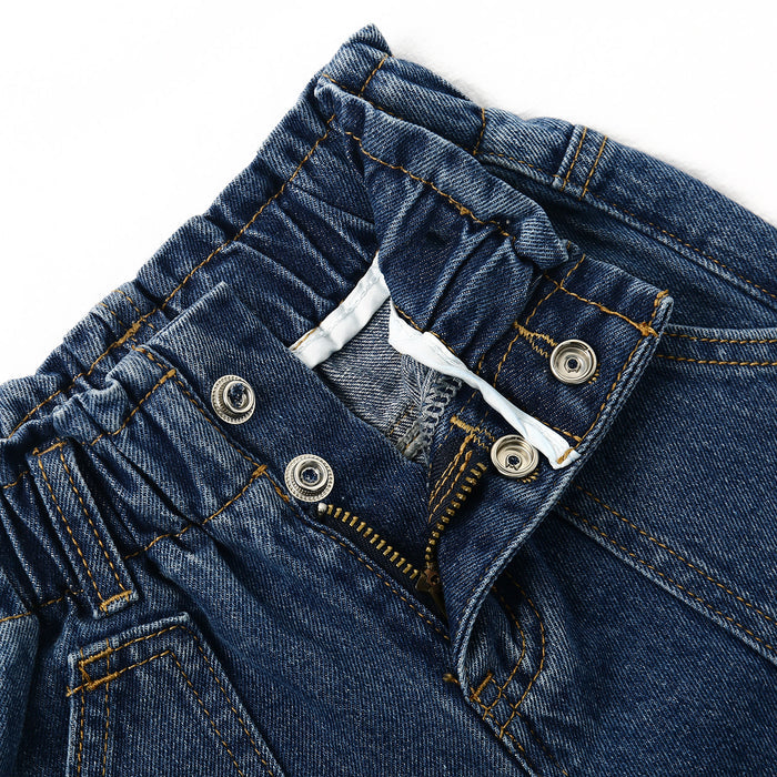 Baby Girls Jeans,Toddler Elastic Waist with D-ring Slant Pockets Wide-leg Denim Pants