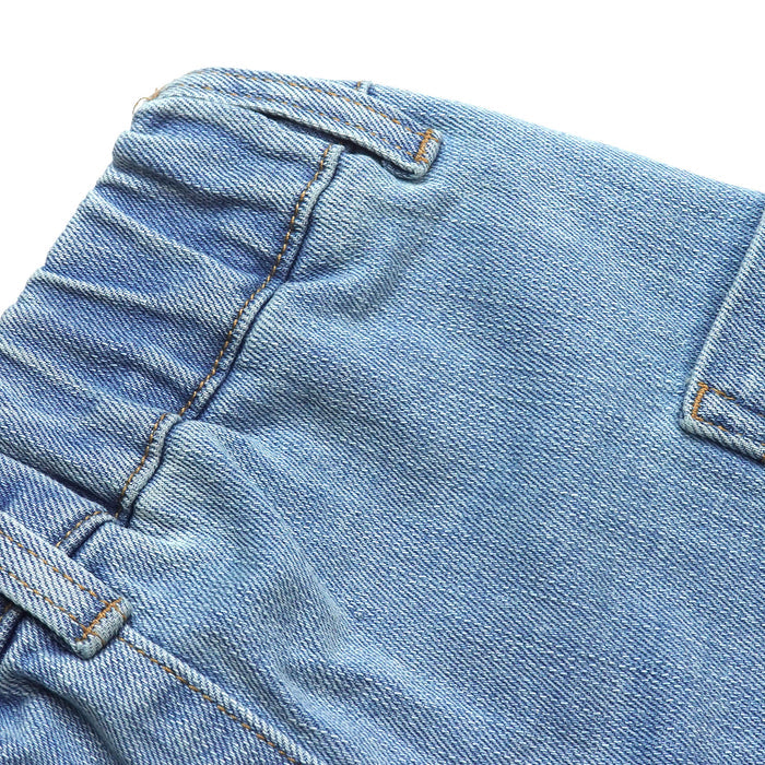Baby Girls Wide-Leg Cargo Jeans, 18M-5T Toddler Boy Elastic Waist with D-Ring Loops Stretch Denim Pants