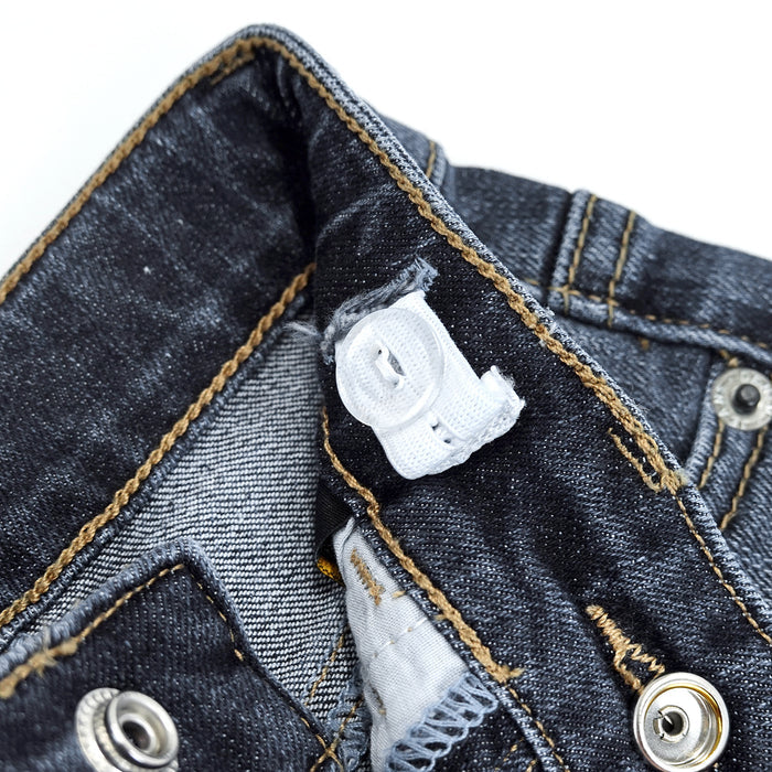 Baby Jeans,Little Toddler Elastic Band Inside with D-ring Distressed Vintage Creasing Stretch Denim Pants