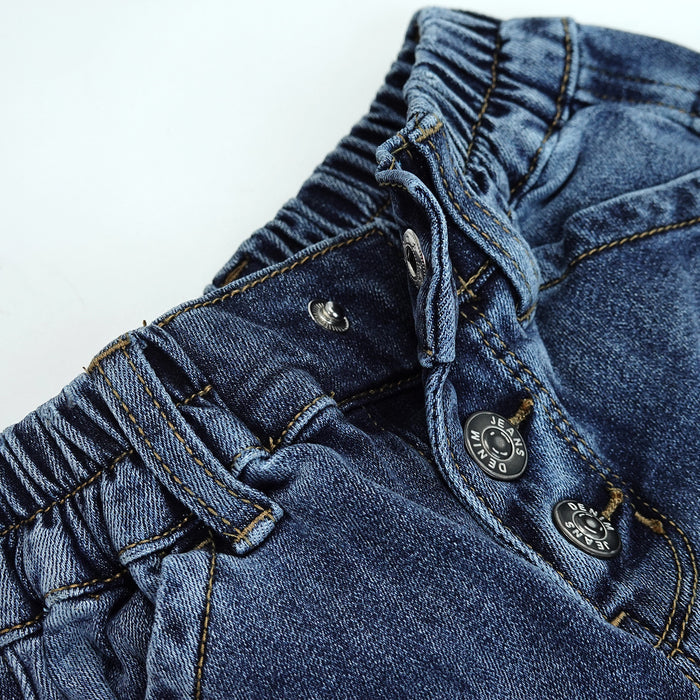 Baby Jeans,Little Toddler Elastic Waist with D-ring Slant Pockets Stretch Denim Pants