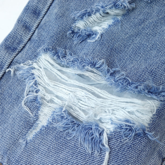 Baby Little Big Boys Denim Shorts,Elastic Waistband Inside Ripped Holes Jeans Summer Wear