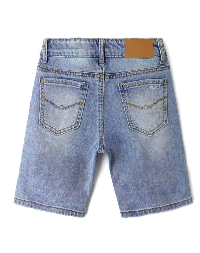 Baby Little Big Boys Denim Shorts,Elastic Waistband Inside Ripped Holes Stretch Jeans Summer Wear