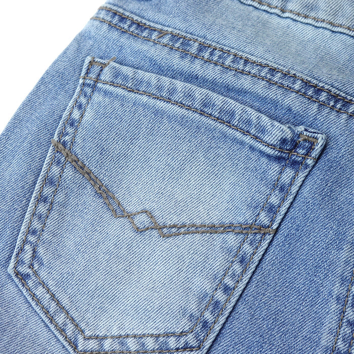 Baby Little Big Boys Denim Shorts,Elastic Waistband Inside Ripped Holes Stretch Jeans Summer Wear