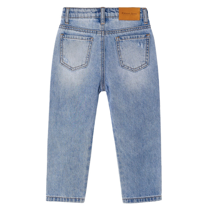 Baby Little Big Girls Jeans,Elastic Waistband Inside Ripped Holes Soft Denim Pants