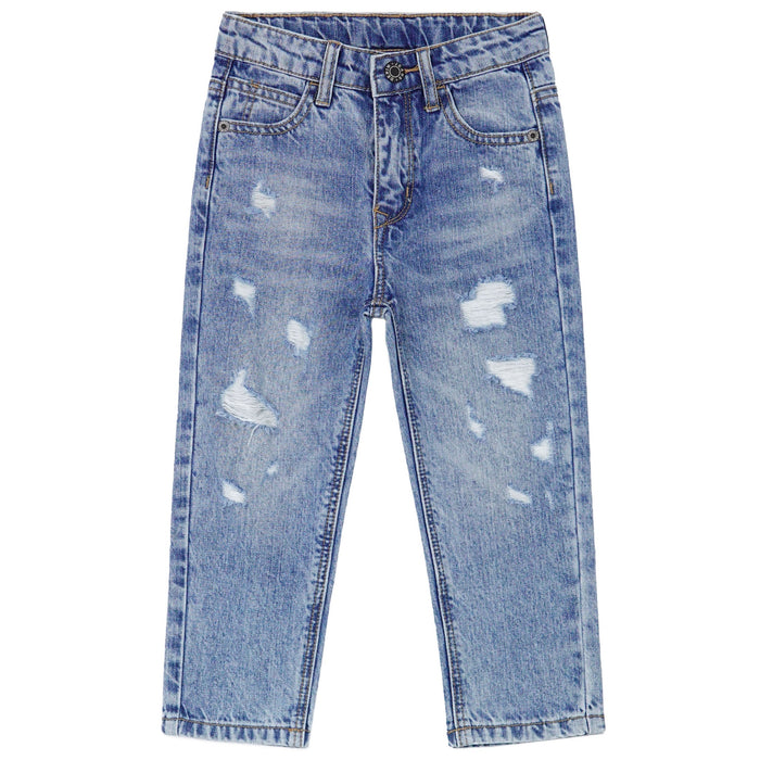 Baby Little Boys Jeans,Elastic Band Inside Straight Fit Ripped Denim Pants