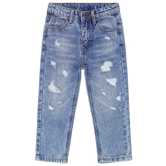Baby Little Boys Jeans,Elastic Band Inside Straight Fit Ripped Denim Pants