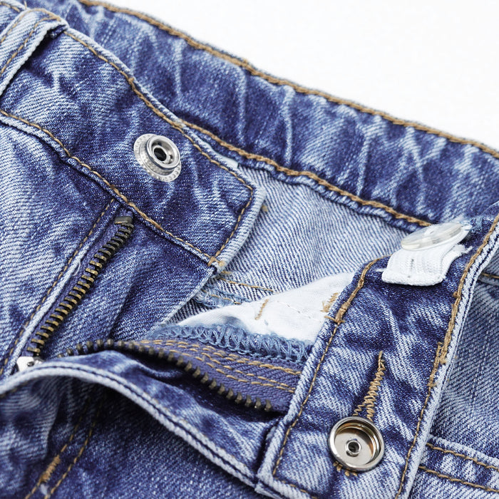 Baby Little Boys Jeans,Elastic Band Inside Straight Fit Ripped Denim Pants