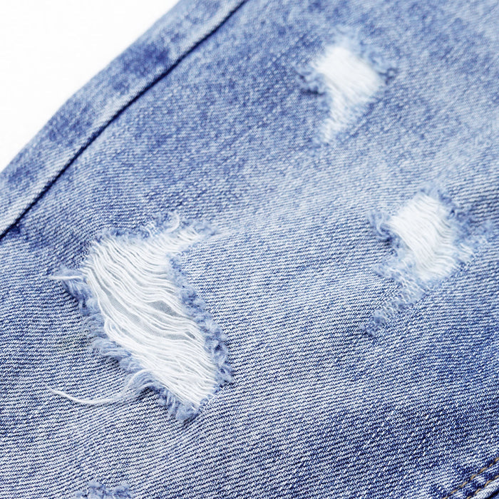 Baby Little Boys Jeans,Elastic Band Inside Straight Fit Ripped Denim Pants