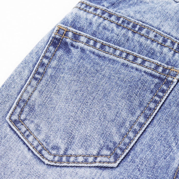 Baby Little Boys Jeans,Elastic Band Inside Straight Fit Ripped Denim Pants