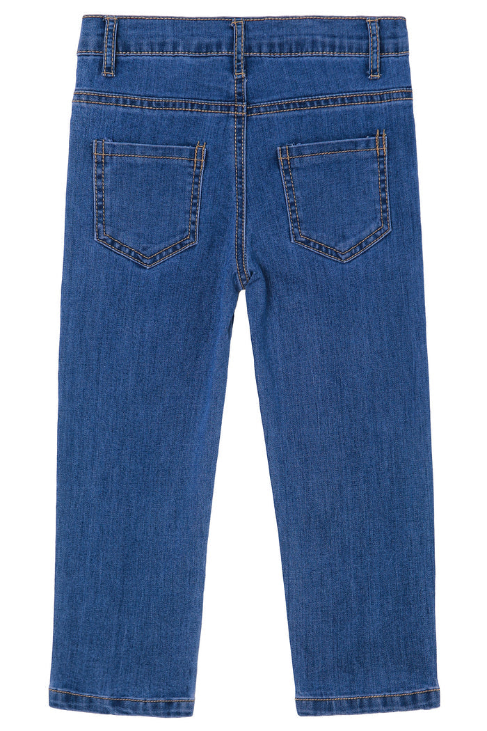 Baby Little Girls Jeans, Embroidered Strechy Denim Soft Slim Pants