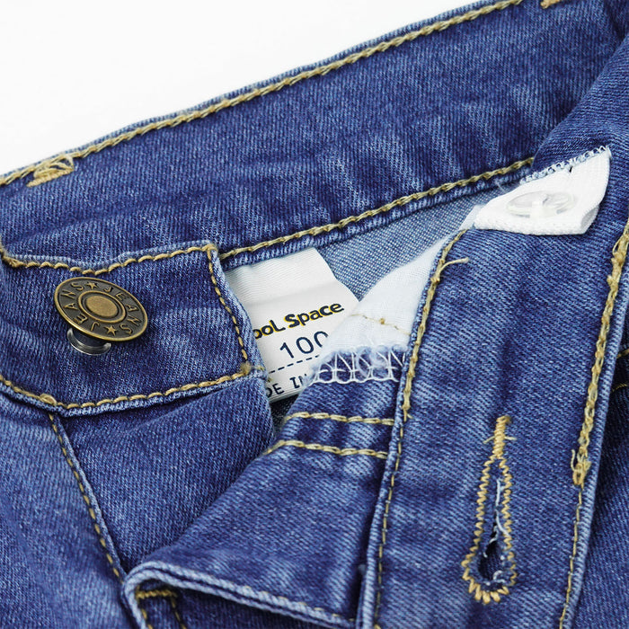Baby Little Girls Jeans, Embroidered Strechy Denim Soft Slim Pants