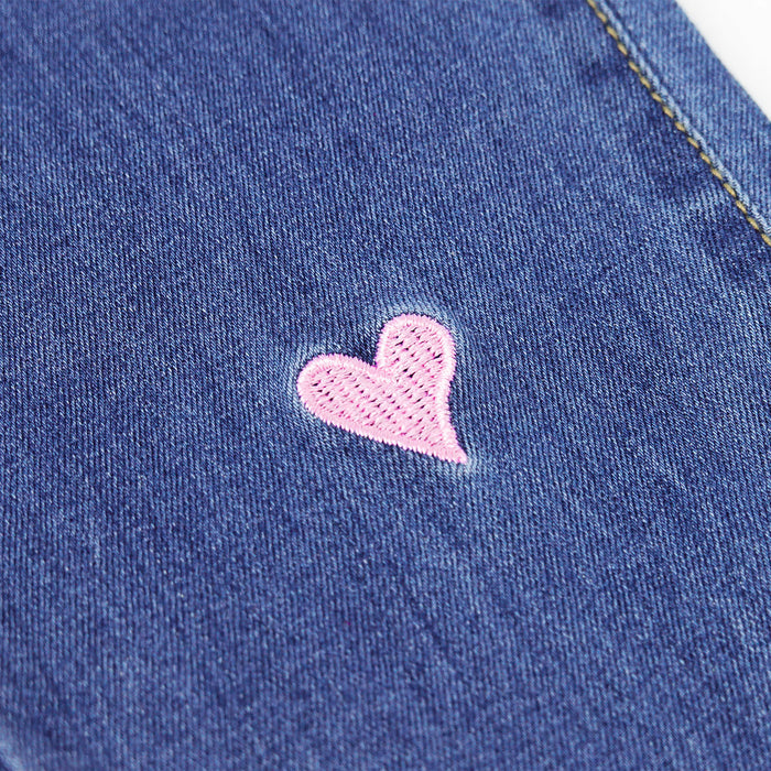 Baby Little Girls Jeans, Embroidered Strechy Denim Soft Slim Pants