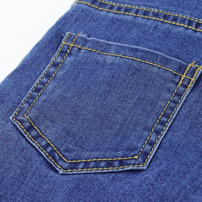 Baby Little Girls Jeans, Embroidered Strechy Denim Soft Slim Pants