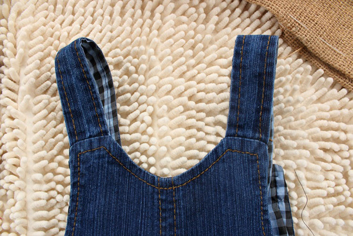 Baby Toddler Cute Cartoon Red Tongue Dog Jean Overalls