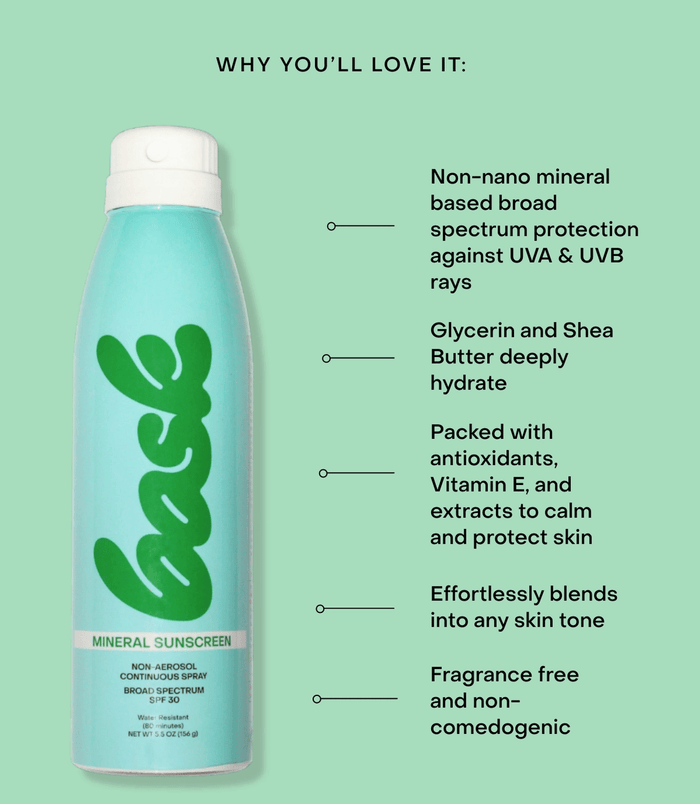 Bask Spf 30 Mineral Non - Aerosol Spray Reef Safe Sunscreen - Aesthetics By Kell