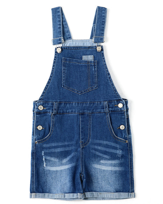 Big Boys Girls Washed Soft Summer Denim Shortalls