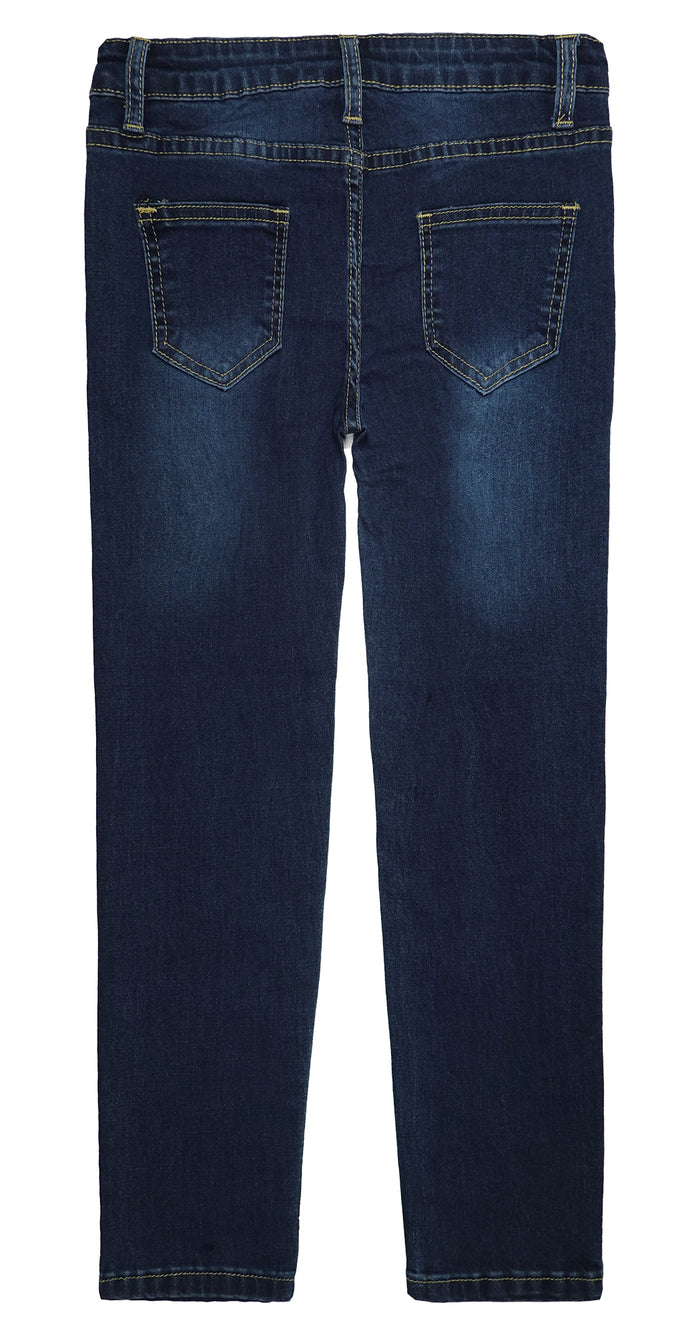 Big Girls Elastic Band Maple Leaf Decor Ripped Stretchy Soft Denim Pants Jeans