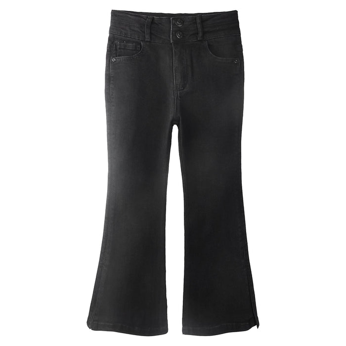 Big Girls Stretchy Denim Flare Jeans, 5-14T Double-layer Waistband Bell-bottom Split Hem Pants