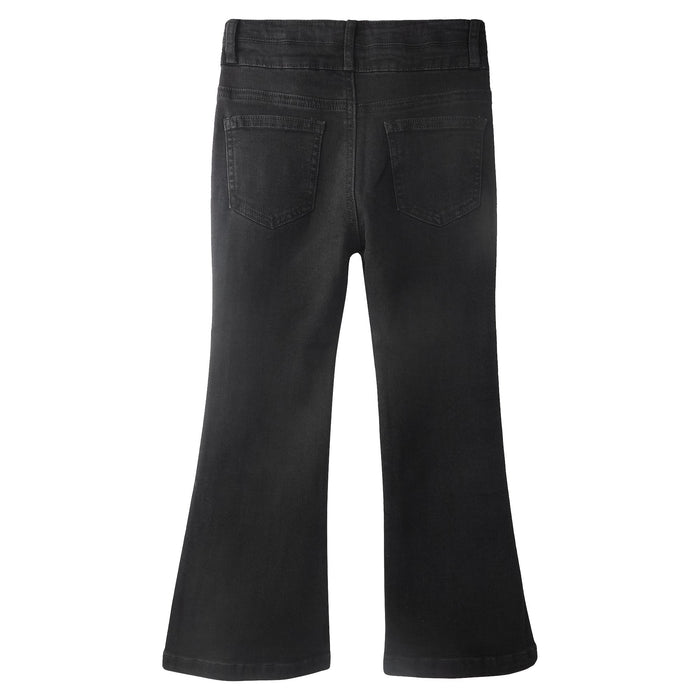 Big Girls Stretchy Denim Flare Jeans, 5-14T Double-layer Waistband Bell-bottom Split Hem Pants