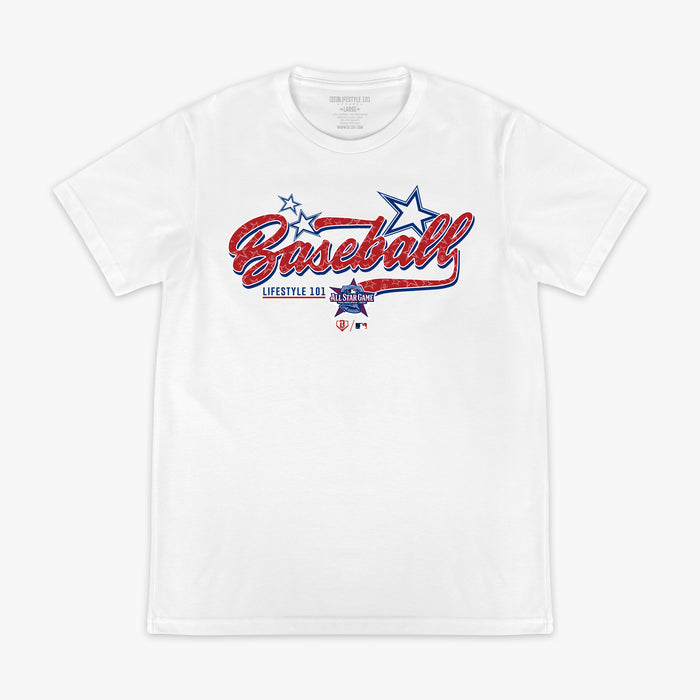 Red, White & Blue BL101 All-Star Game graphic tee — front view