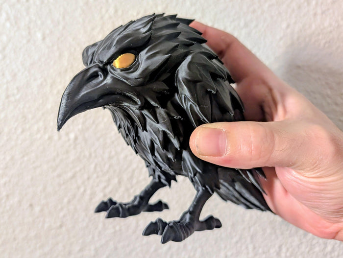 Black Raven Sculpture - Customizable Gothic Crow Figurine