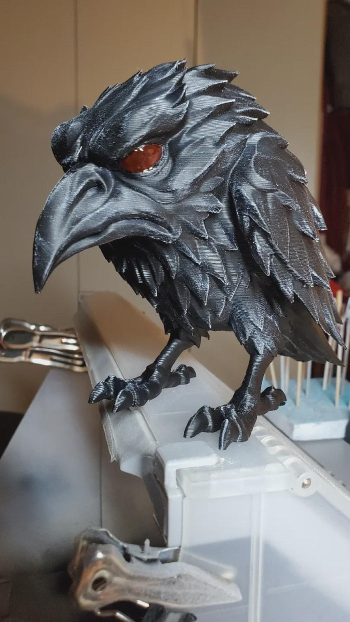 Black Raven Sculpture - Customizable Gothic Crow Figurine