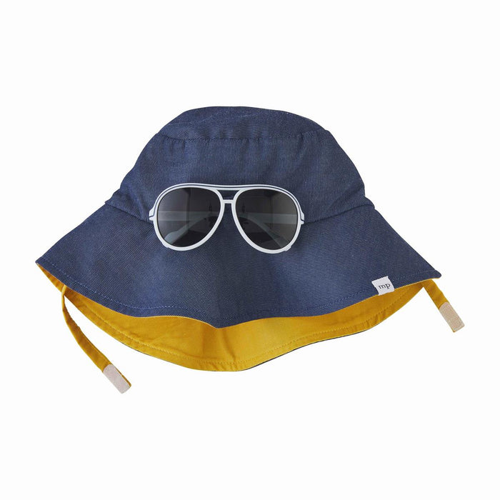 BLUE COLORBLOCK HAT GLASSES