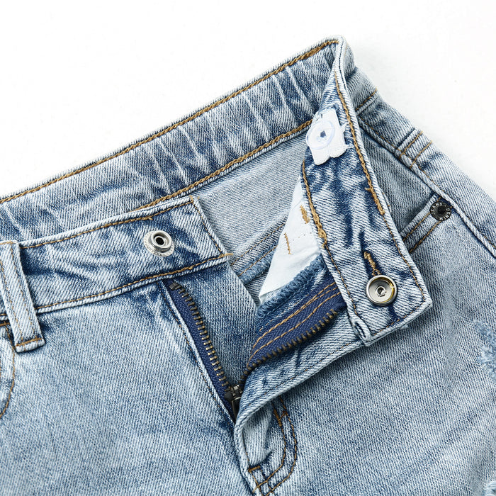 Boys Summer Ripped Soft Elastic Band Half Jean Shorts