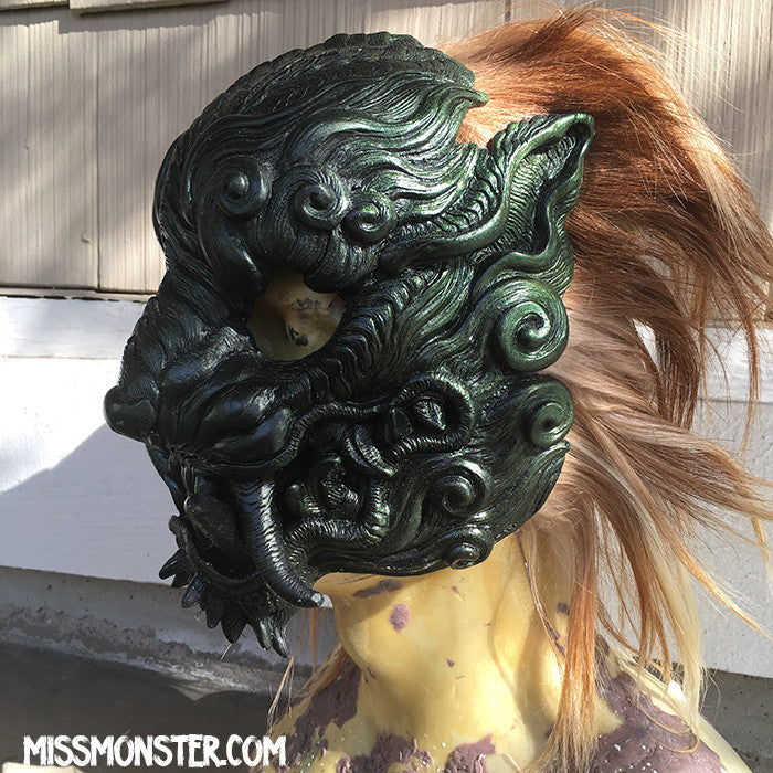 CAST URETHANE SENTINEL MASK - GREEN COLOR CHANGE WITH GOAT HAIR MANE