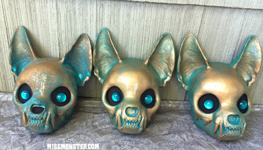 CAT MASK FINISHED, READY TO SHIP- COPPER PATINA