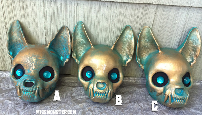 CAT MASK FINISHED, READY TO SHIP- COPPER PATINA