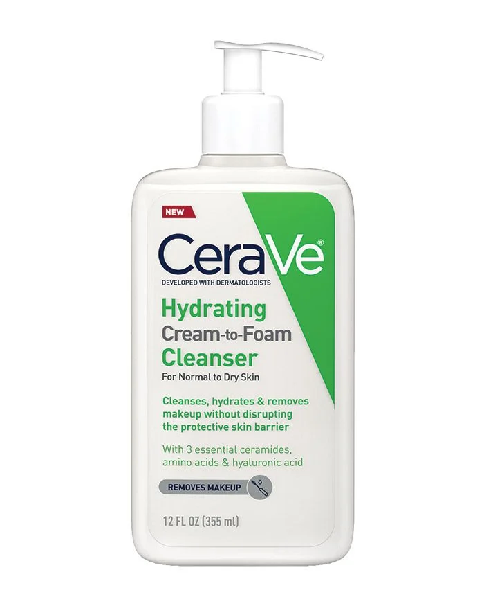 CERAVE Hydrating Cream-To-Foam Cleanser For Normal To Dry Skin Removes Makeup غسول البشرة الكريمي الفوم من سيرافي