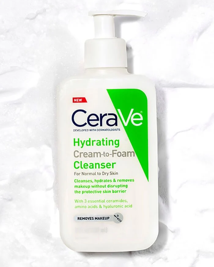 CERAVE Hydrating Cream-To-Foam Cleanser For Normal To Dry Skin Removes Makeup غسول البشرة الكريمي الفوم من سيرافي