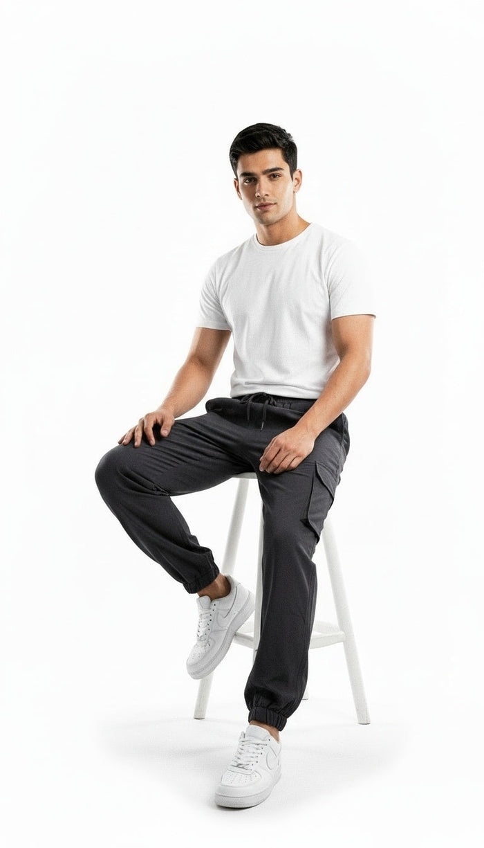 Charcoal Black Baggy Joggers