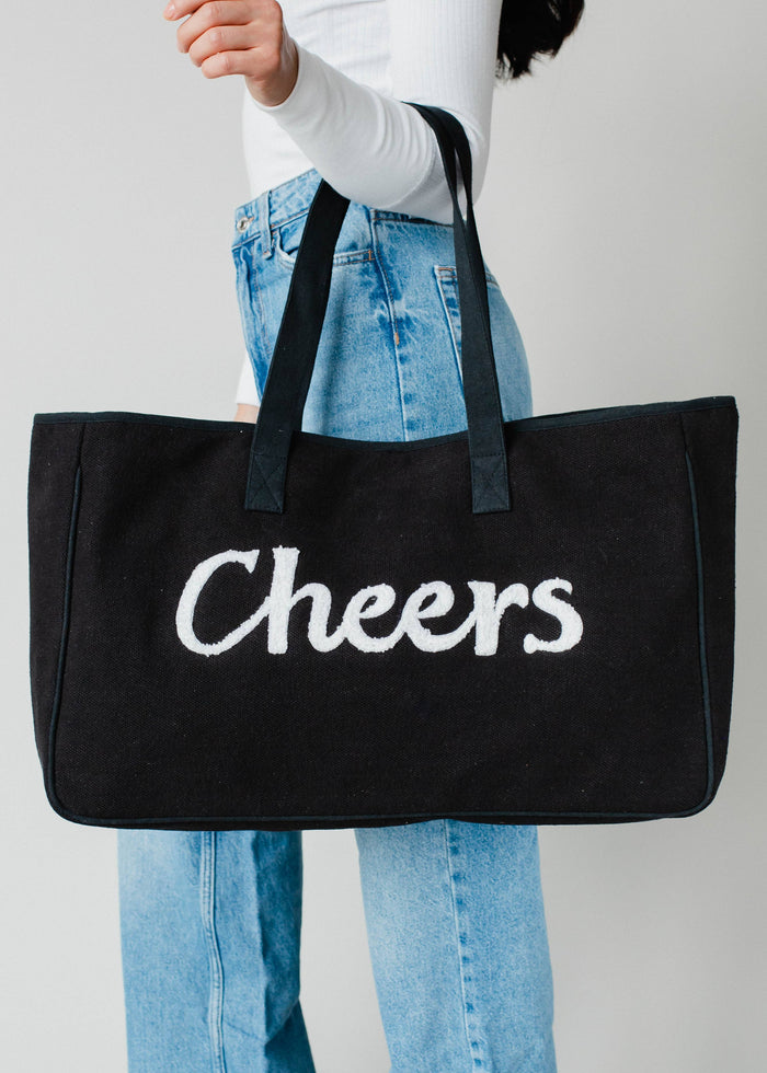 Cheers Tote bag by Panache Apparel Co. featuring a stylish design, sturdy handles, and spacious interior for everyday use.