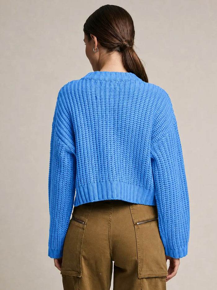 CHUNKY KNIT BUTTON FRONT CARDIGAN - BLUE SWEATERS OAK CLOTHING CO.