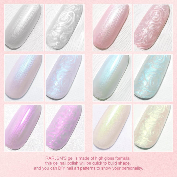 RARJSM® Classic Series Thread Pearl Gel Nail Polish 6 Colors Set
