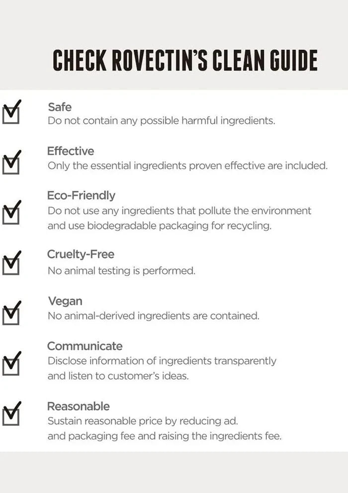 Rovectin's Clean Guide checklist on a white background