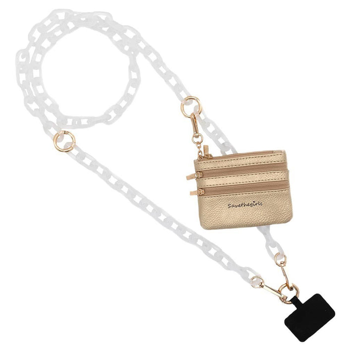 Save The Girls Clip & Go Ice Chain with Pouch for phones, featuring a stylish clear chain and compact storage pouch.