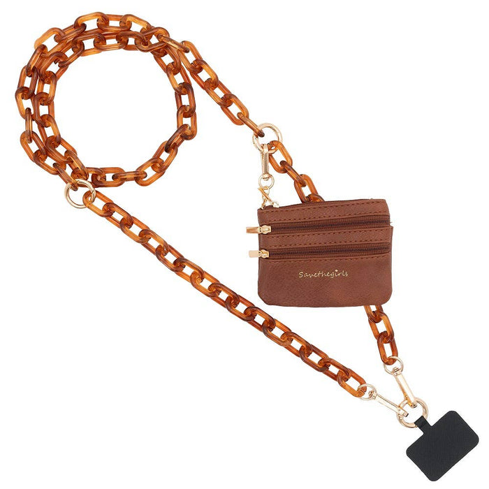 Save The Girls Clip & Go Ice Chain with Pouch for phones, featuring a secure clip and stylish design in the image.