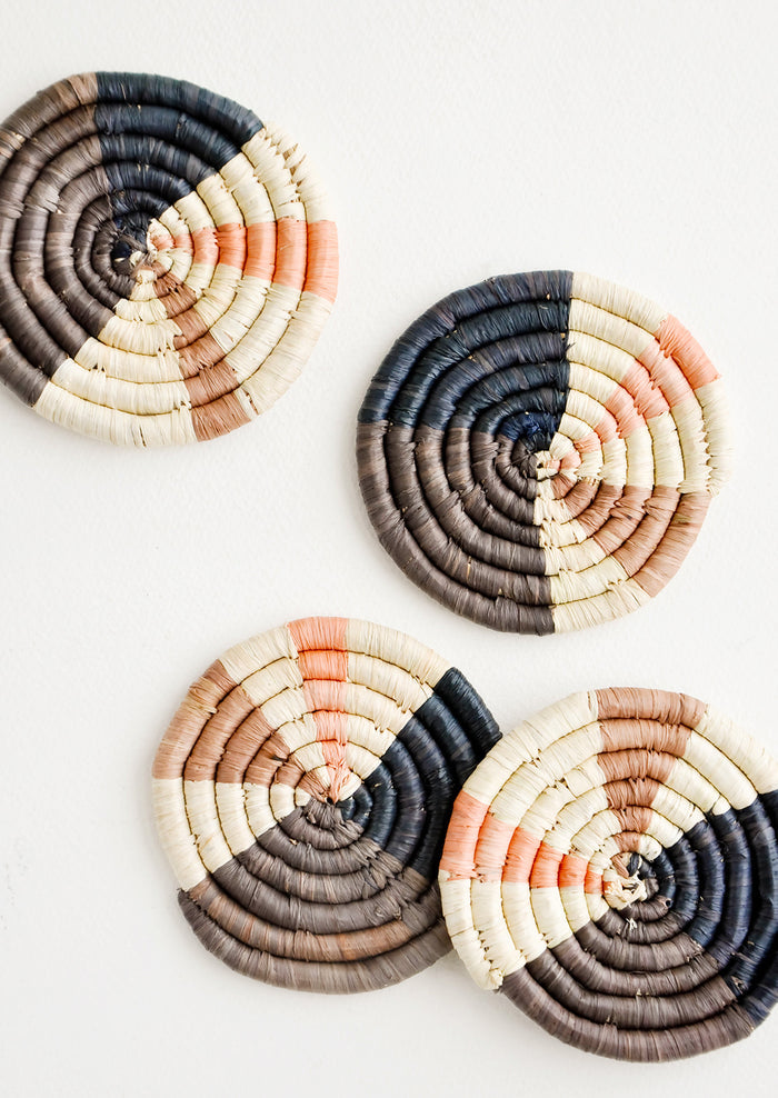 Color Wheel Raffia Coaster Set in  - LEIF